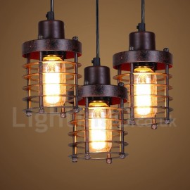 1 Light Retro / Vintage Copper Pendant Light for Dining Room