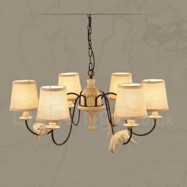 6 Light Rustic / Lodge Vintage Pendant Light for Living Room Bedroom Dining Room