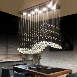 Dimmable Modern LED Crystal Ceiling Pendant Light Indoor Chandeliers Home Hanging Down Lighting Lamps Fixtures with Remote Contr