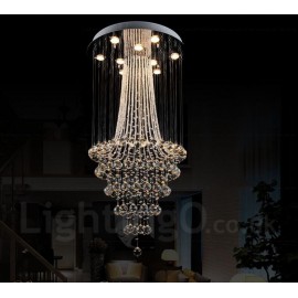 9 Lights Modern LED Crystal Ceiling Pendant Light Indoor Chandeliers Home Hanging Down Lighting Lamps Fixtures