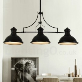 3 Light Retro,Rustic Steel Pendant Light with Steel Shade