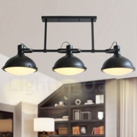 3 Light Retro,Rustic Steel Pendant Light with Glass Shade