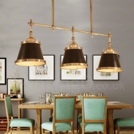 3 Light Retro,Rustic,Luxury Brass Pendant Light with Brass Shade