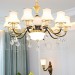 10 Light Retro, Rustic, Luxury Crystal Pendant Lamp Chandelier with Glass Shade