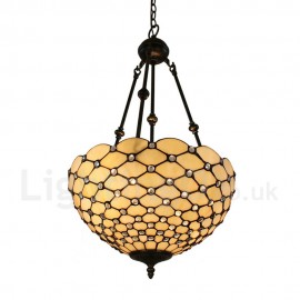 Diameter 40cm (16 inch) Handmade Rustic Retro Chandeliers Scale Pattern Glass Shade Bedroom Living Room Dining Room