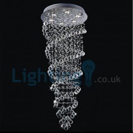 Modern Contemporary Chandelier Flush mount LED Pendant Fixture Crystal Rain Drop Light for High Ceiling Living Room Hotel Hallway Foyer Entry Way Romantic Wedding Building