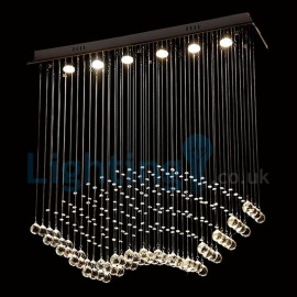 Modern Contemporary Chandelier Flush mount LED Pendant Fixture Crystal Rain Drop Light for High Ceiling Living Room Hotel Hallway Foyer Entry Way Romantic Wedding Building