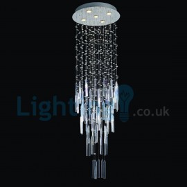 Modern Contemporary Chandelier Flush mount LED Pendant Fixture Crystal Rain Drop Light for High Ceiling Living Room Hotel Hallway Foyer Entry Way Romantic Wedding Building