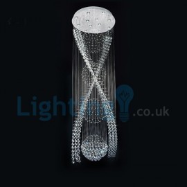 Modern Contemporary Chandelier Flush mount LED Pendant Fixture Crystal Rain Drop Light for High Ceiling Living Room Hotel Hallway Foyer Entry Way Romantic Wedding Building