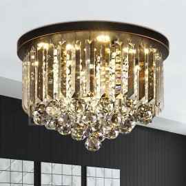 Retro Round Grey Crystal Ceiling Lights for Restaurant Bar Hallway Bedroom