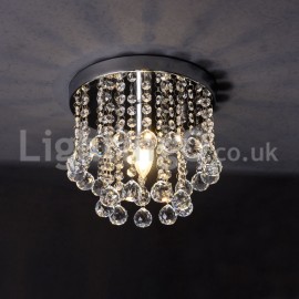 Modern Round LED Crystal Chandelier Balcony Porch Corridor Aisle Flush Mount Light