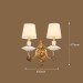 100% Pure Brass Luxurious Rustic Retro Vintage Brass Ceramics 2 Light Candle Wall Light with Fabric Shades Special for Hotel, Of