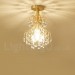 Pure Brass LED Rustic / Lodge Nordic Style Flush Mount Crystal Ceiling Lights for Bathroom, Living Room, Study, Kitchen, Bedroom