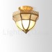 Pure Brass LED Rustic / Lodge Nordic Style Flush Mount Ceiling Light with Glass Shade for Bathroom, Living Room, Study, Kitchen,