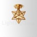 Pure Brass LED Rustic / Lodge Nordic Style Flush Mount Ceiling Light with Glass Shade for Bathroom, Living Room, Study, Kitchen,