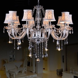 Clear Candle Large K9 Crystal Chandelier with Shades