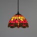 Red Dragonfly 20cm (8 inch) Handmade Rustic Retro Tiffany Pendant Light Colorful Pattern Glass Shade Bedroom Living Room Light