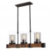 3 Light Vintage Wooden Chandelier Industrial Wind Bar Loft Coffee Restaurant Wood Linear Pendant Lighting