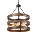 5 Light Drum Vintage Wooden Chandelier Industrial Wind Bar Loft Coffee Restaurant Wood Linear Pendant Lighting