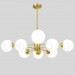 8 Light (4+4 Light) Two Tiers Pure Brass Northern Europe Bean Chandelier Modern Metal Molecules Pendant Lights Living Room Dinin