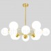 12 Light (6+6 Light) Two Tiers Pure Brass Northern Europe Bean Chandelier Modern Metal Molecules Pendant Lights Living Room Dini