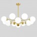 12 Light (8+4 Light) Two Tiers Pure Brass Northern Europe Bean Chandelier Modern Metal Molecules Pendant Lights Living Room Dini